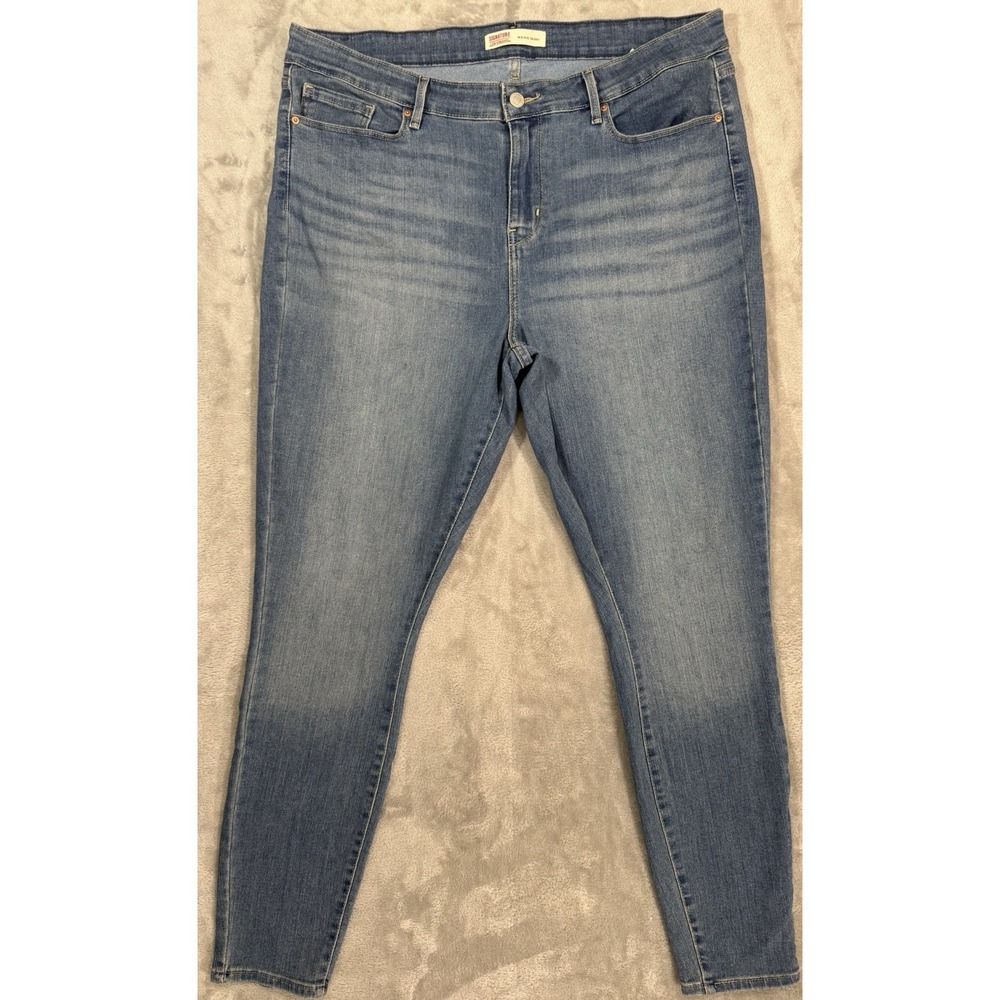 Levis Jeans Womens W34 L30 Blue Skinny High Rise Stretch‎ Medium Wash Whiskered